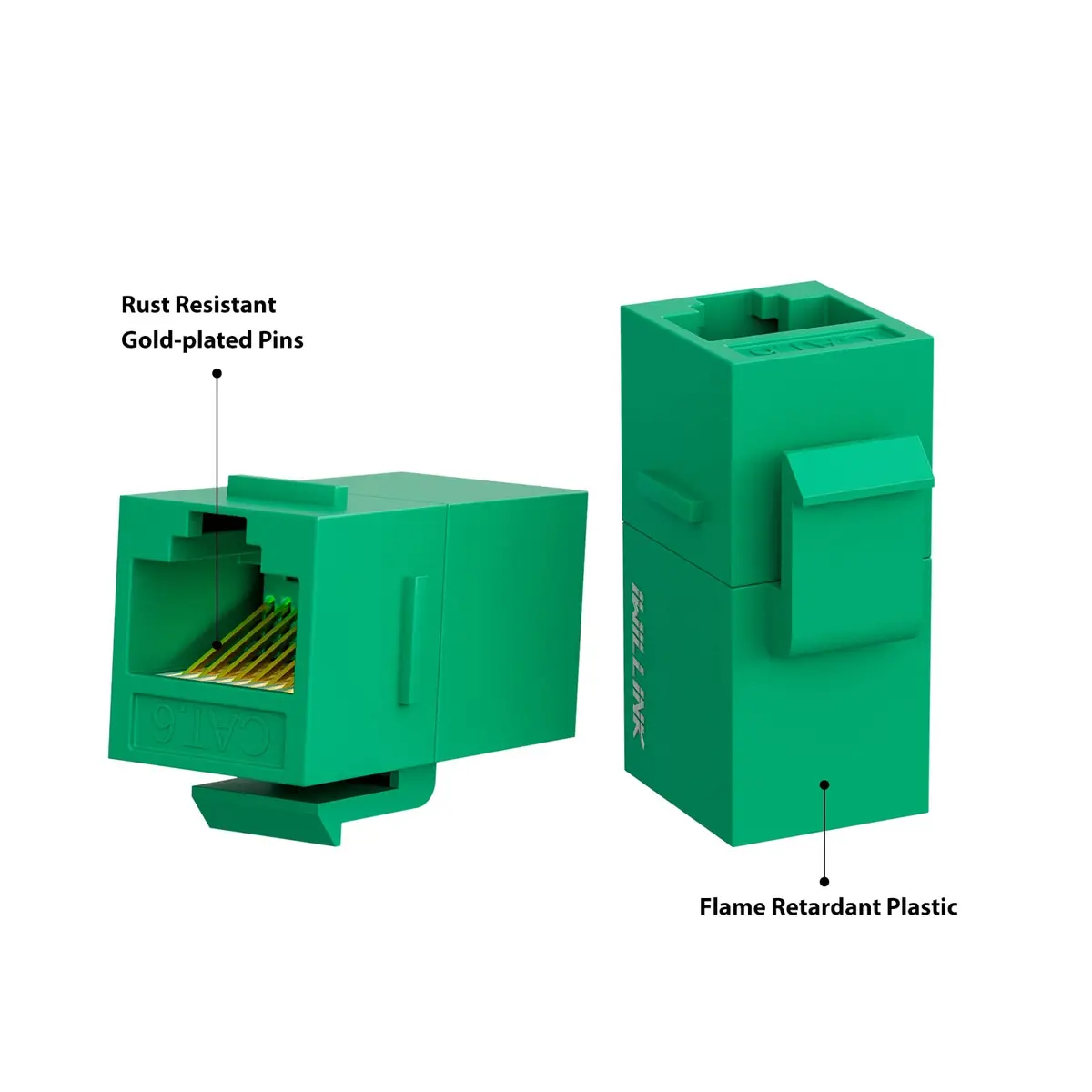 iwillink RJ45 Cat6 Keystone Coupler, 10-Pack, Green | Reliable Ethernet Connection for Home & Office - view 7