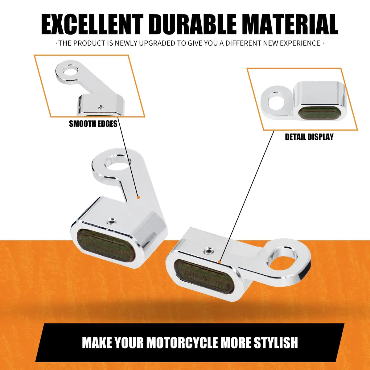 HCmotorku LED Turn Signal Running Lights for Harley Sportster 2004-2022, Chrome Housing Smoked Lens | Dual-Function Amber Indicator Lights - view 7
