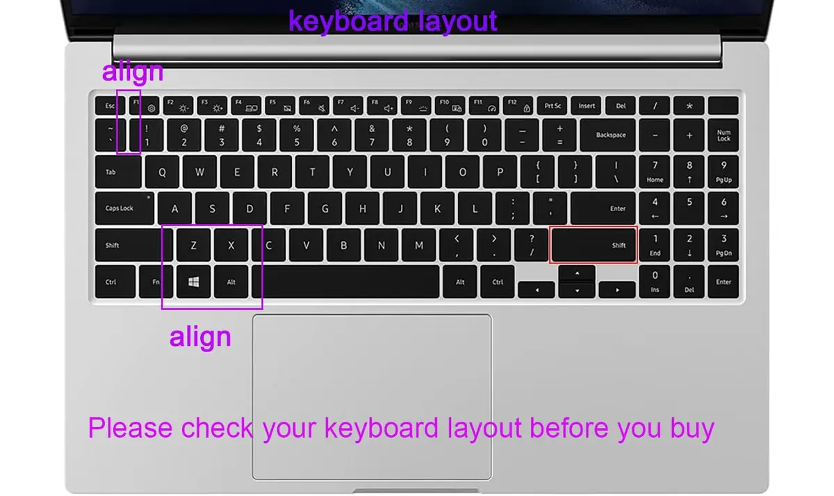 JuYuish Black Keyboard Skin for Samsung Galaxy Book 3/4/5 Pro 360 15.6" & 16" | US Layout - view 2