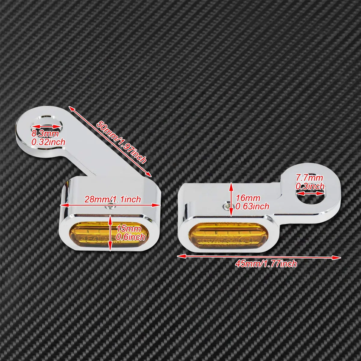 HCmotorku LED Turn Signal Running Light Front Indicators Blinker Lights for Harley Sportster 2004-2022 (Chrome Housing Amber Lens, 2-Pack) - view 5
