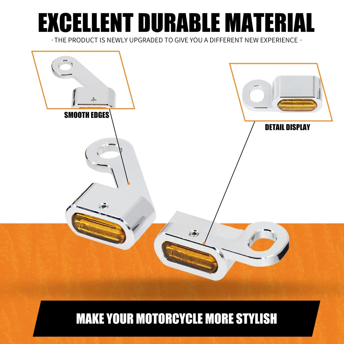 HCmotorku LED Turn Signal Running Light Front Indicators Blinker Lights for Harley Sportster 2004-2022 (Chrome Housing Amber Lens, 2-Pack) - view 7