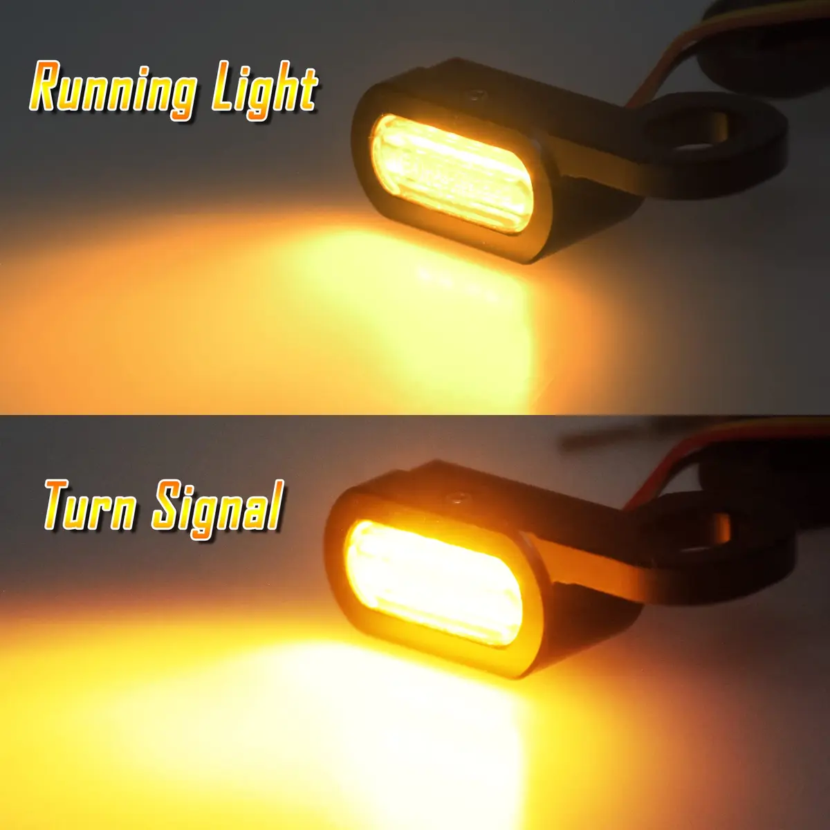 HCmotorku LED Turn Signal Light Running Light Front Indicators Blinker Lights Mini for Harley Sportster 2004-2022 (Black Housing Amber Lens) - view 3
