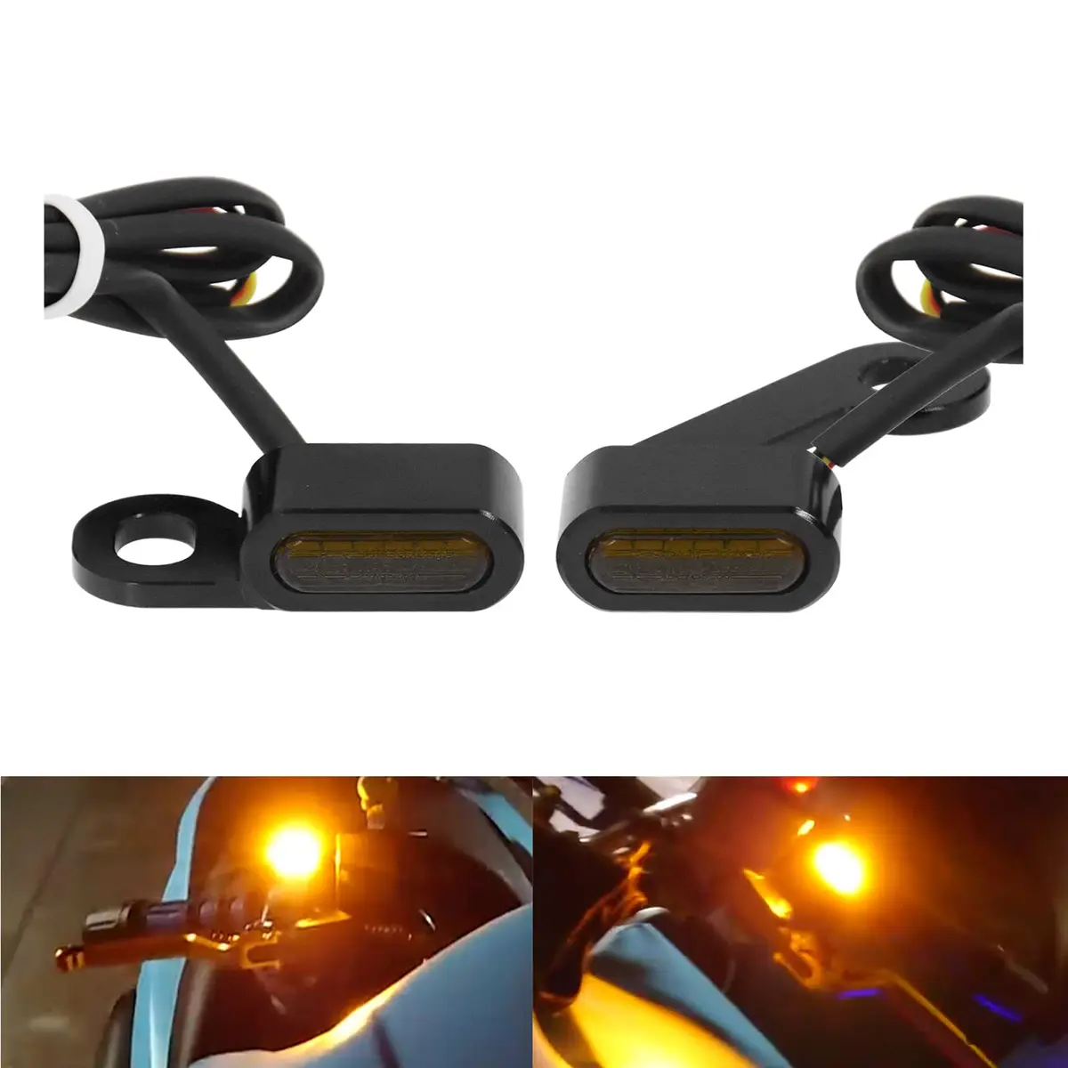 HCmotorku LED Turn Signal Running Lights for Harley Sportster 2004-2022, Front Indicators Blinker Lights with Smoked Lens (2-Pack, Black Housing) - main product image