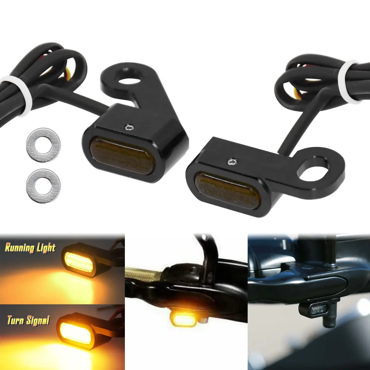 HCmotorku LED Turn Signal Running Lights for Harley Sportster 2004-2022, Front Indicators Blinker Lights with Smoked Lens (2-Pack, Black Housing) - view 2