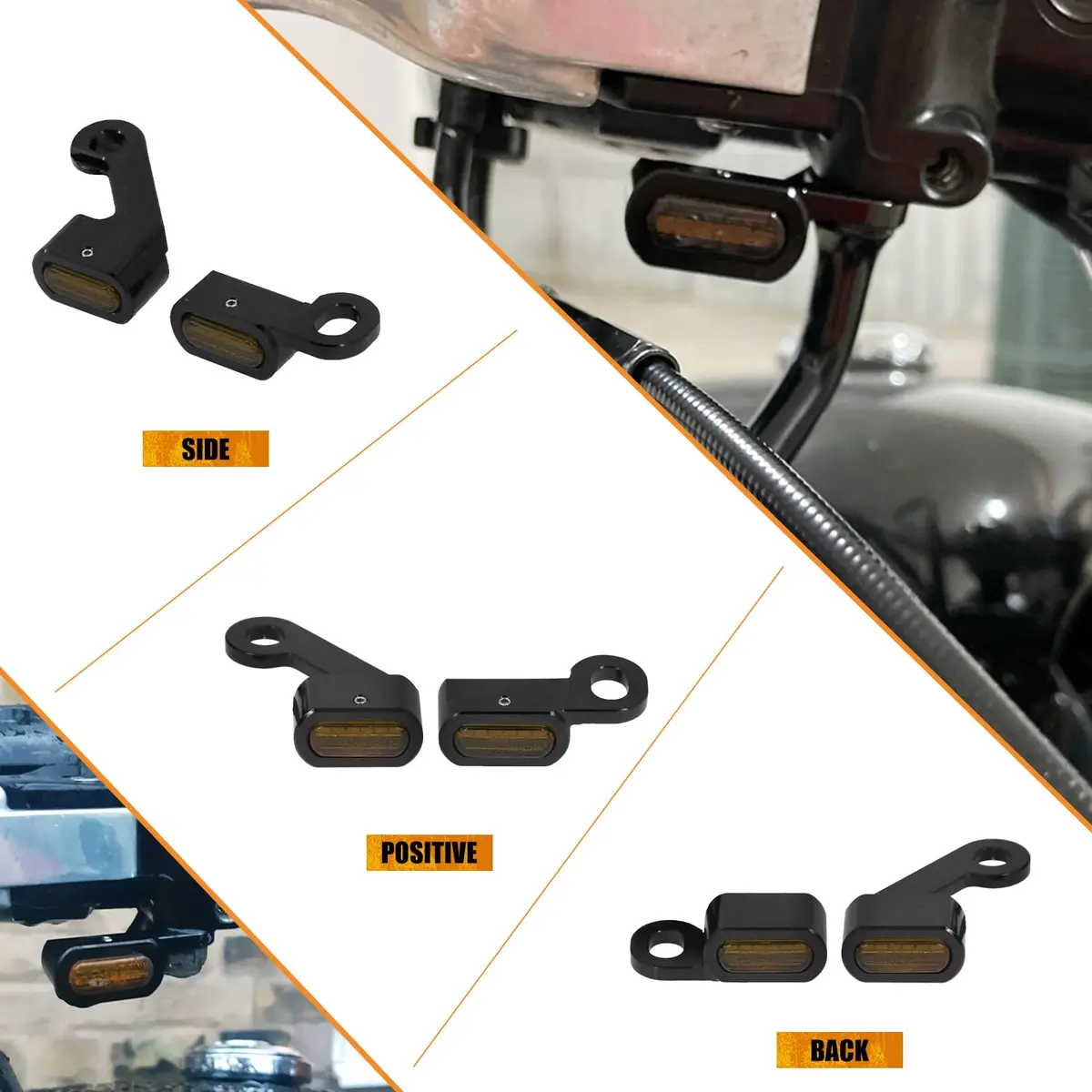HCmotorku LED Turn Signal Running Lights for Harley Sportster 2004-2022, Front Indicators Blinker Lights with Smoked Lens (2-Pack, Black Housing) - view 4