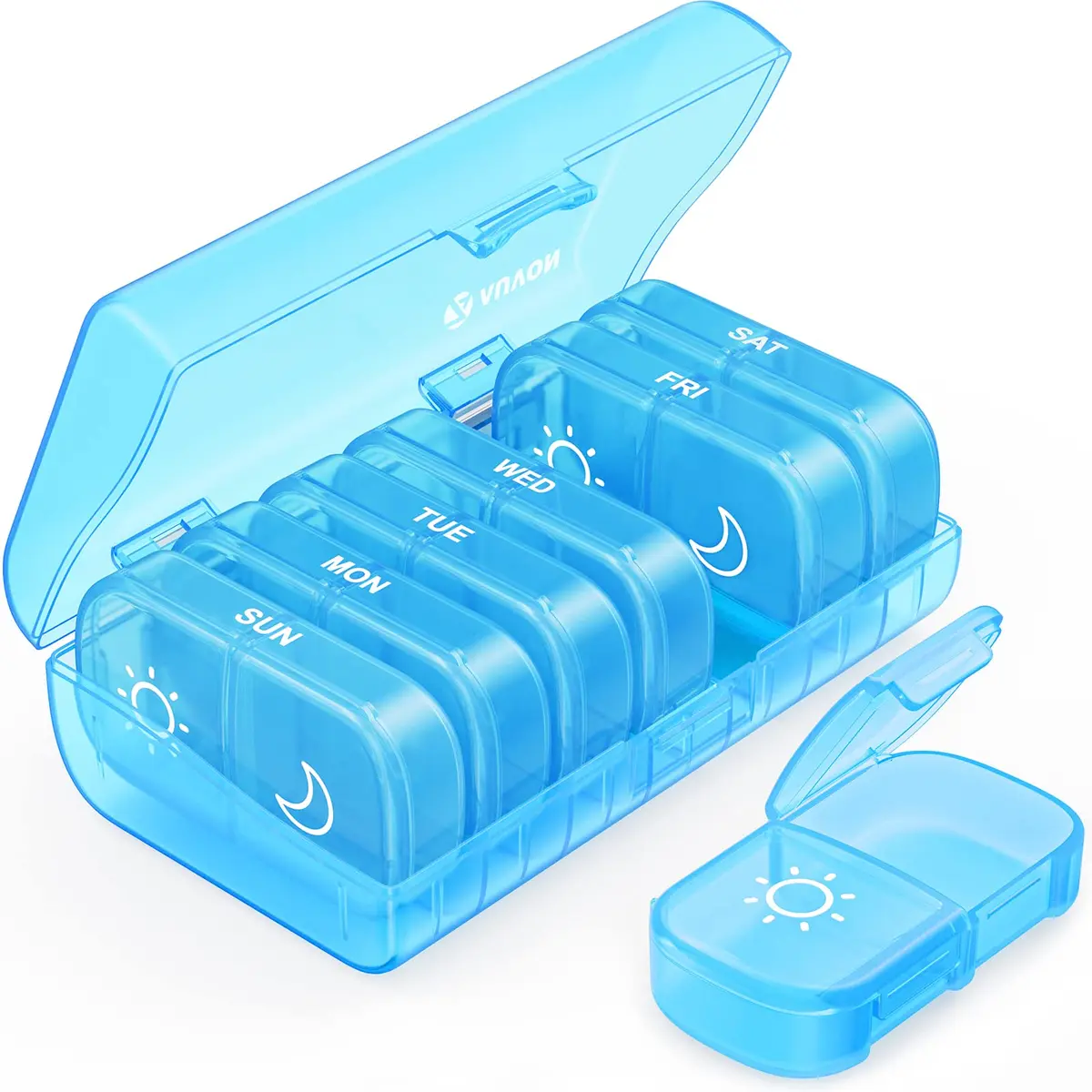 AUVON Weekly Pill Organizer 2 Times a Day, 14 Compartments | FDA Approved, BPA-Free, Portable for Travel - main product image