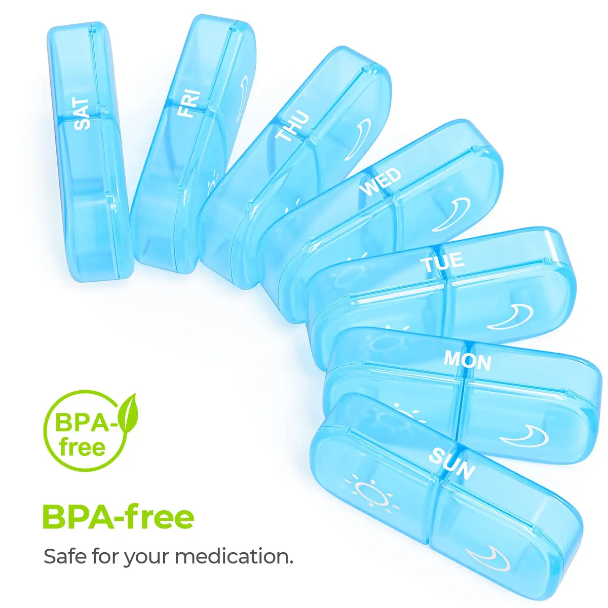 AUVON Weekly Pill Organizer 2 Times a Day, 14 Compartments | FDA Approved, BPA-Free, Portable for Travel - view 7