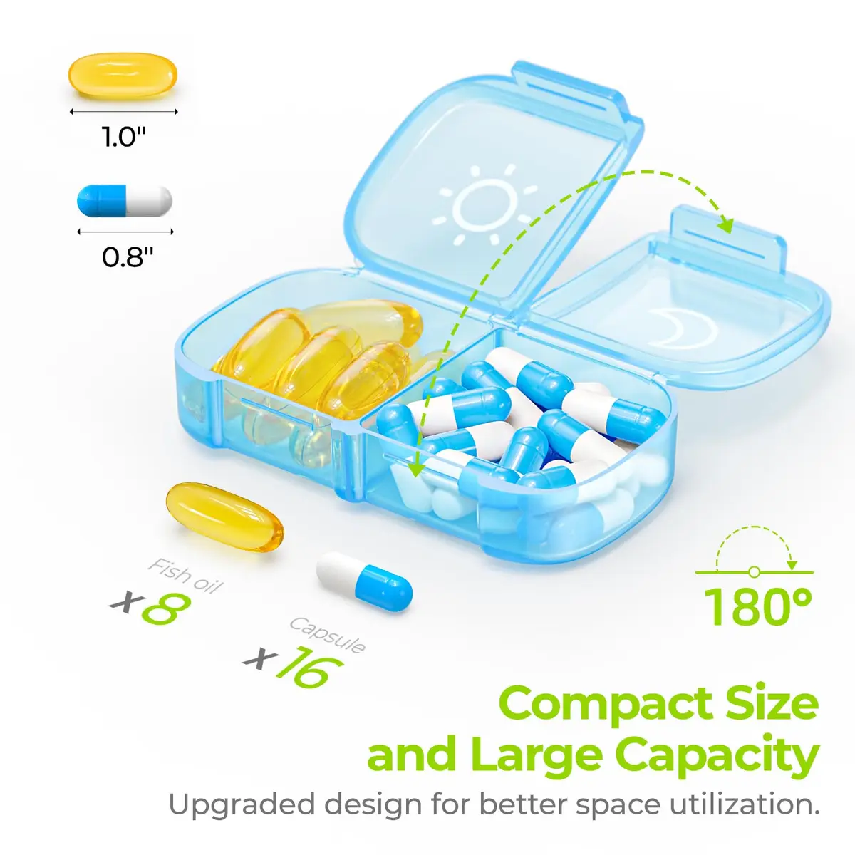 AUVON Weekly Pill Organizer 2 Times a Day, 14 Compartments | FDA Approved, BPA-Free, Portable for Travel - view 2