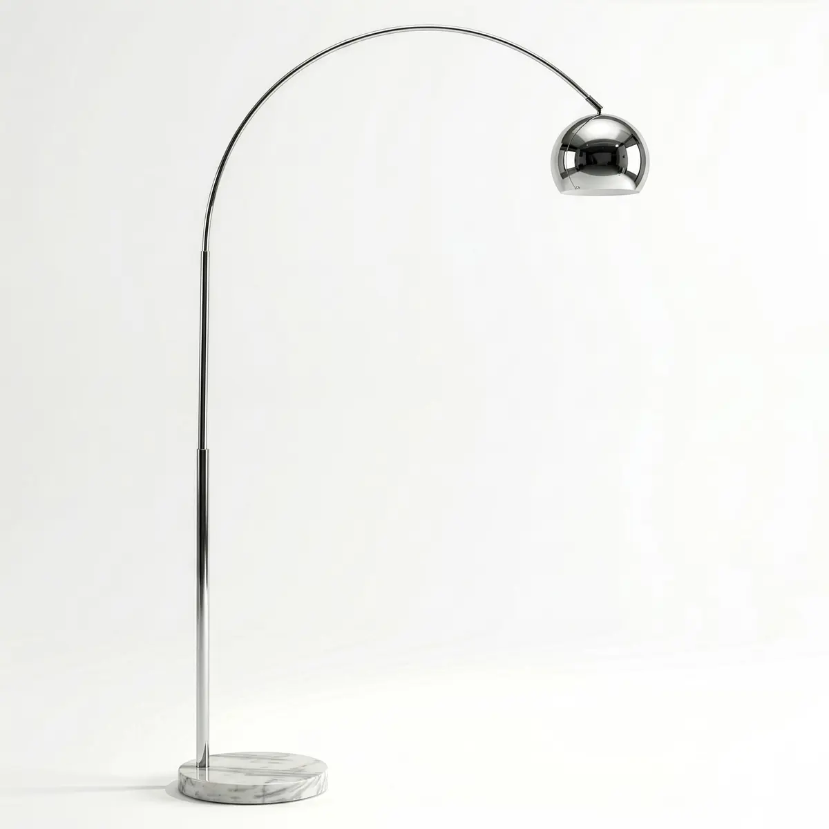Brightech Olivia Floor Lamp - Chic Arc Lamp with Marble Base & LED Bulb for Living Room, Bedroom, Office - Chrome - main product image