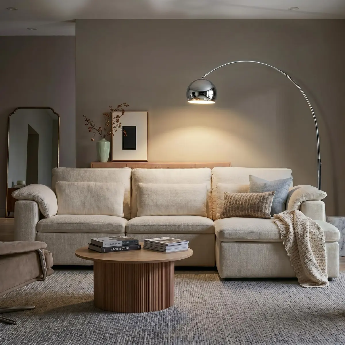 Brightech Olivia Floor Lamp - Chic Arc Lamp with Marble Base & LED Bulb for Living Room, Bedroom, Office - Chrome - view 5