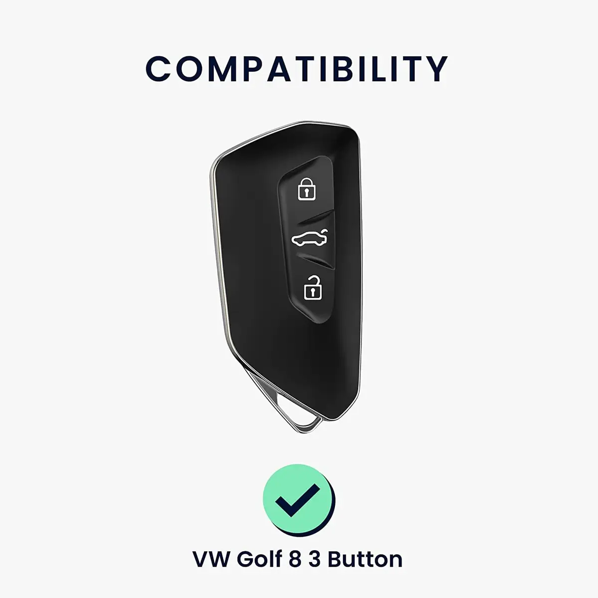 Berfea Silicone Key Fob Cover for VW Volkswagen MK8 Golf 8 GTI Skoda Octavia 3 Button Car Key | Transparent - view 6