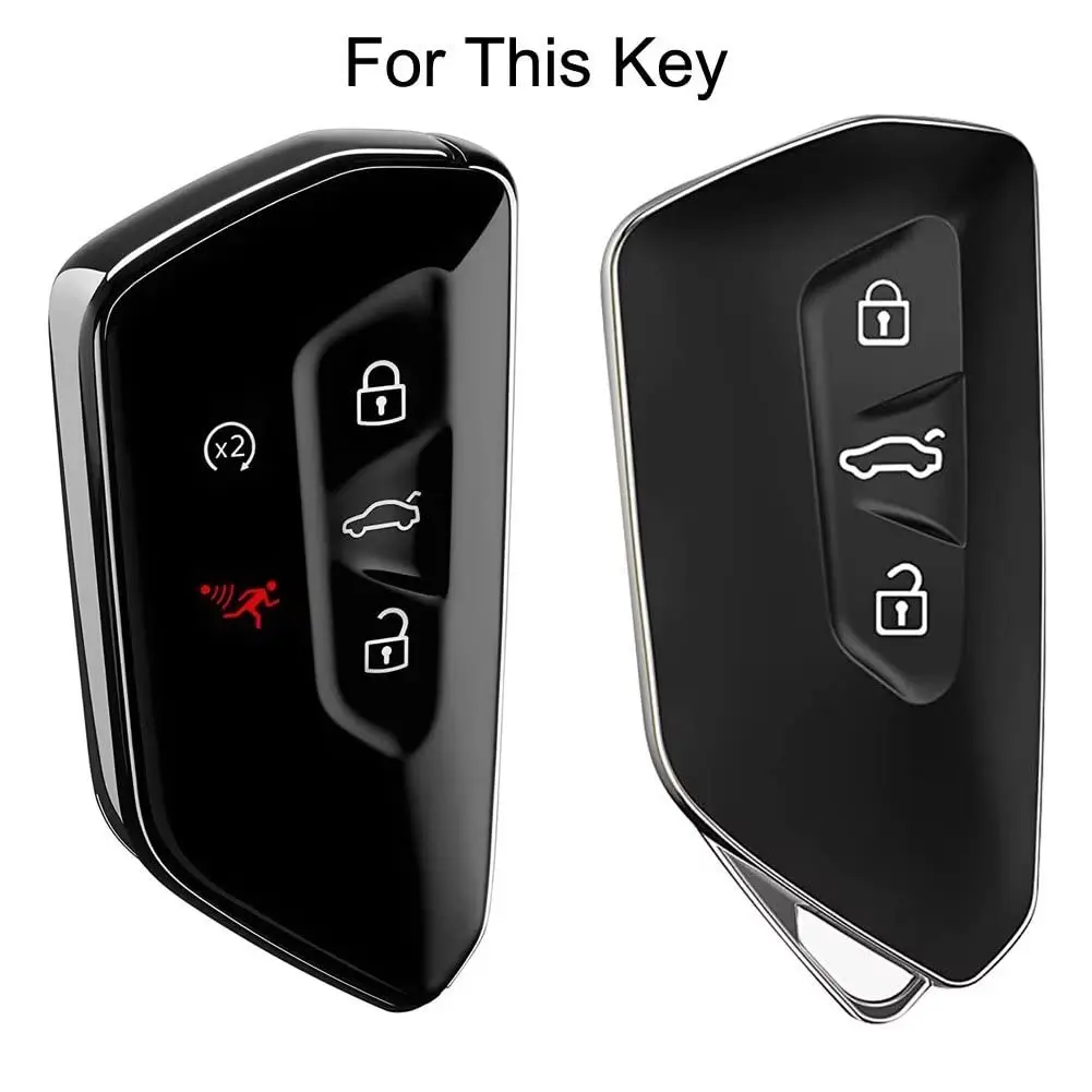 Berfea Silicone Key Fob Cover for VW Volkswagen MK8 Golf 8 GTI Skoda Octavia 3 Button Car Key | Transparent - view 2