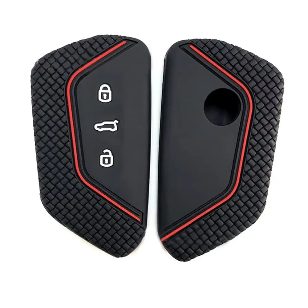 Berfea Silicone Key Fob Cover for VW Volkswagen MK8 Golf 8 GTI Skoda Octavia 3 Button Car Key | Transparent - view 3