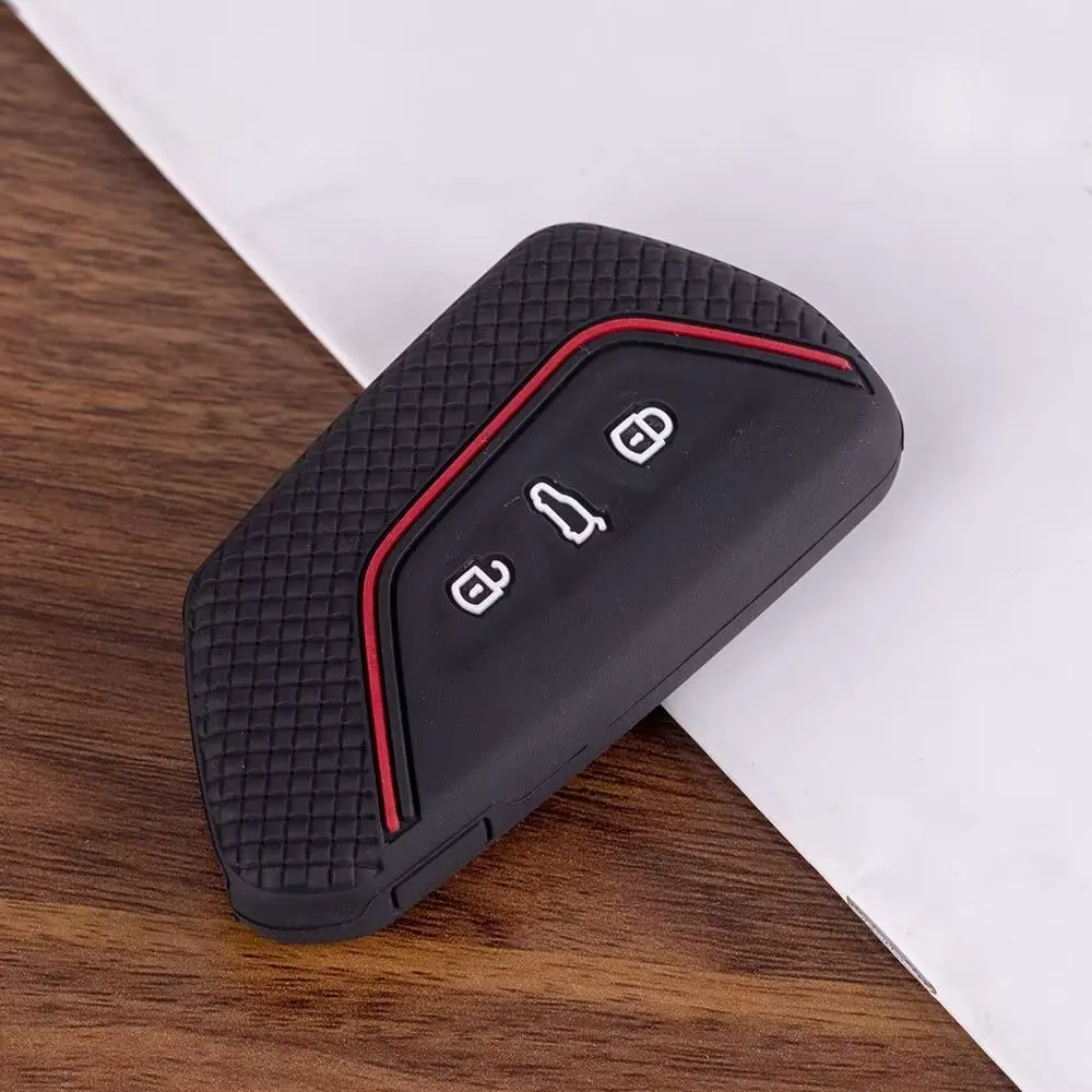 Berfea Silicone Key Fob Cover for VW Volkswagen MK8 Golf 8 GTI Skoda Octavia 3 Button Car Key | Transparent - view 4