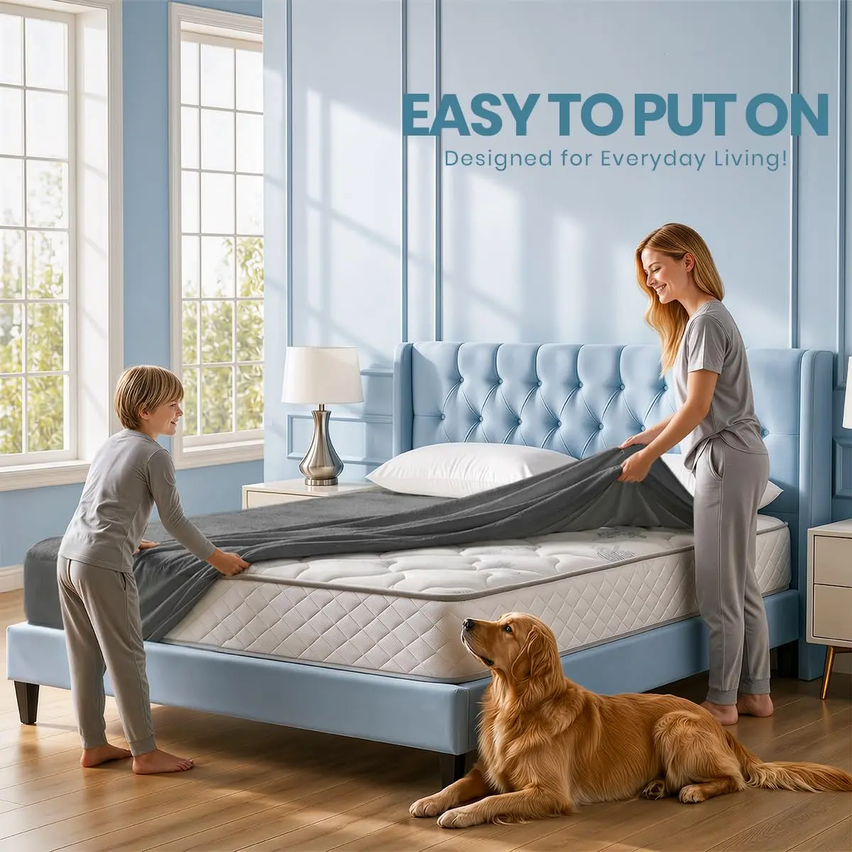 Utopia Bedding King Size Waterproof Mattress Protector 17" Deep Pocket | Breathable Terry Top Fitted Sheet Style - view 7