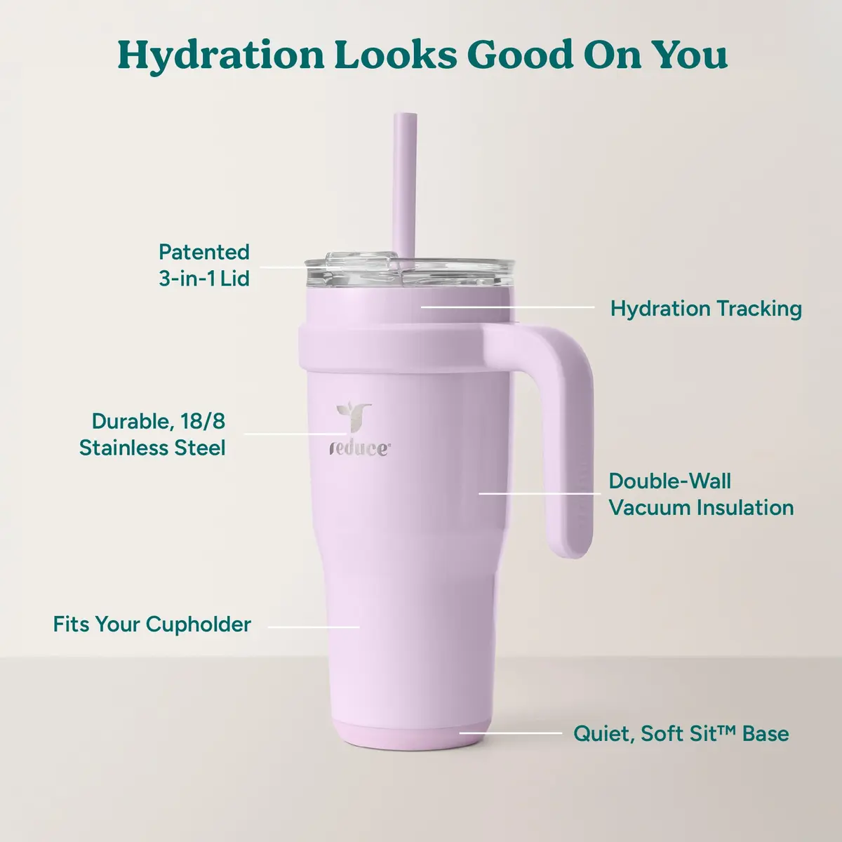 REDUCE 24 oz Stainless Steel Tumbler with Handle - 710ml (24 fl oz) | Keeps Drinks Cold 24 Hrs - view 4