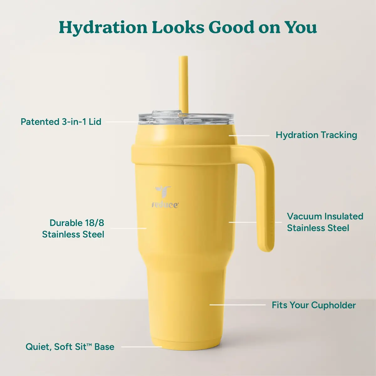 REDUCE 40 oz Stainless Steel Tumbler with Handle - 1183ml (40 fl oz) | Keeps Drinks Cold 24 Hrs - view 4