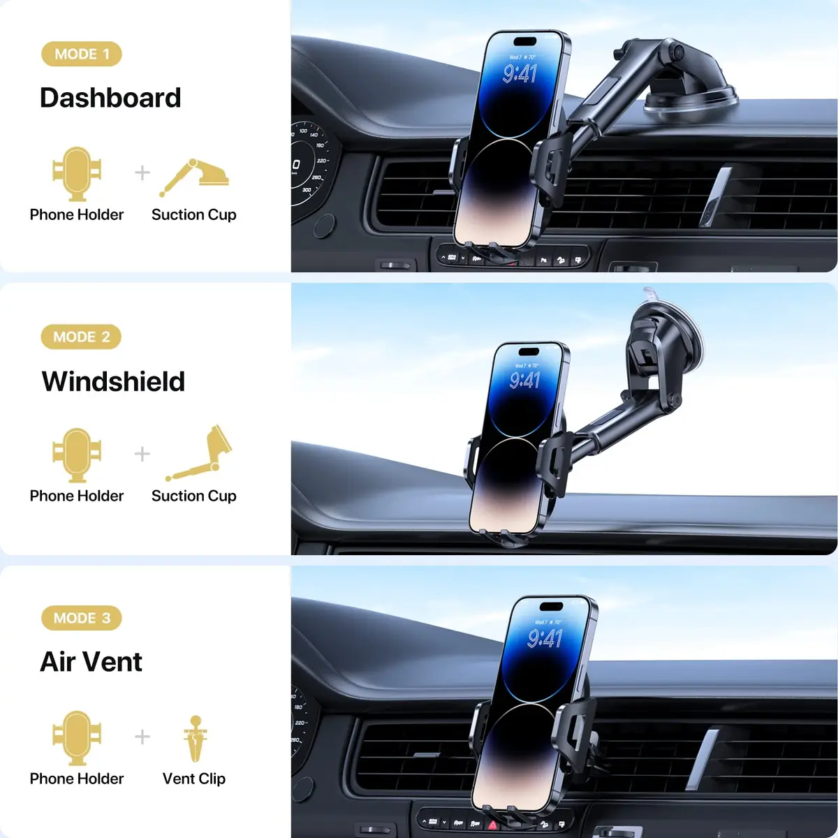 LOTUNY Universal Phone Mount for Car | Reliable Suction & Adjustable View (100-120 chars) - view 3