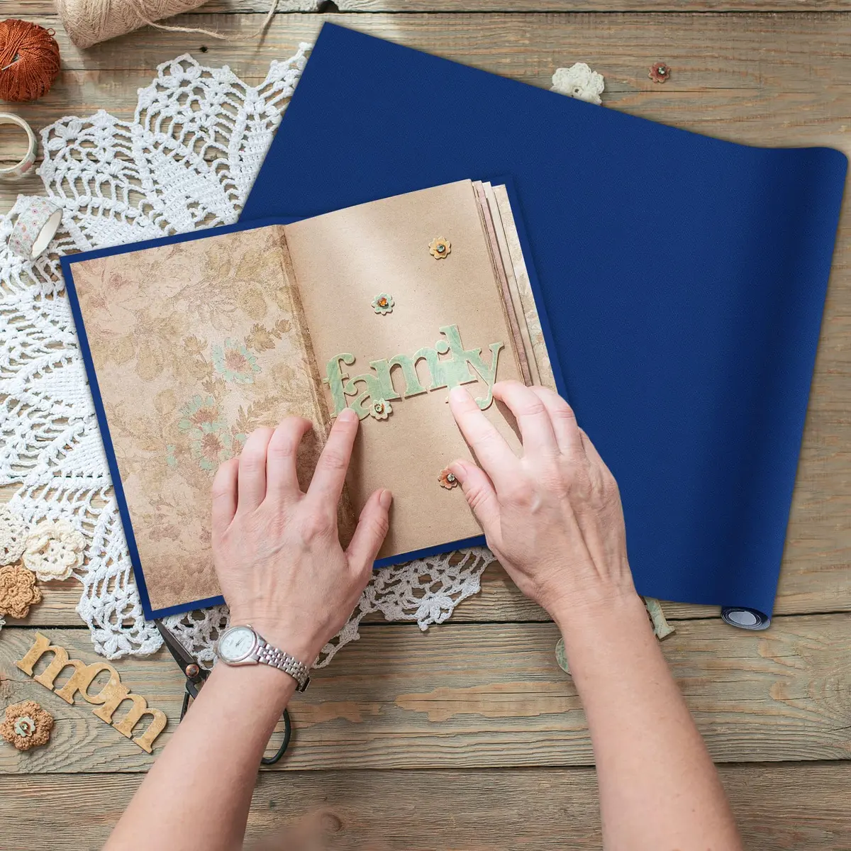 PerKoop Book Cloth 40x15 Inch Fabric Surface Dark Blue | Stylish & Durable for Bookbinding - view 5