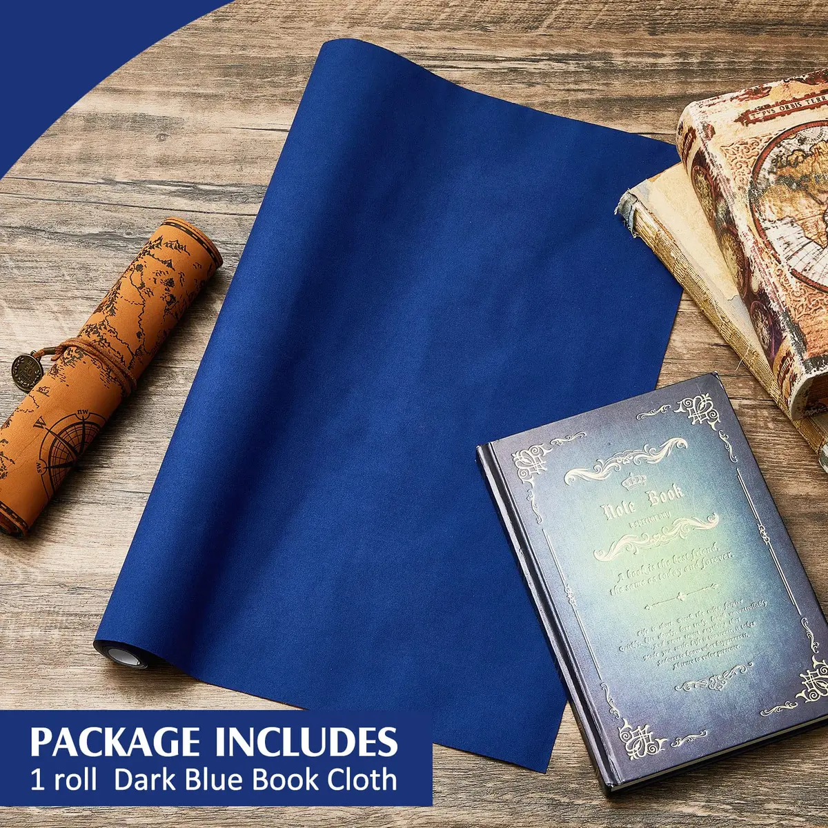 PerKoop Book Cloth 40x15 Inch Fabric Surface Dark Blue | Stylish & Durable for Bookbinding - view 3