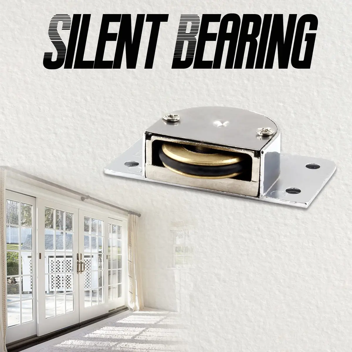 BokWin Silver Sliding Door Pulley Set (2 Pairs, 58mm x 31mm) | Heavy Duty Zinc Alloy Rollers for Barn, Cabinet Doors - view 3