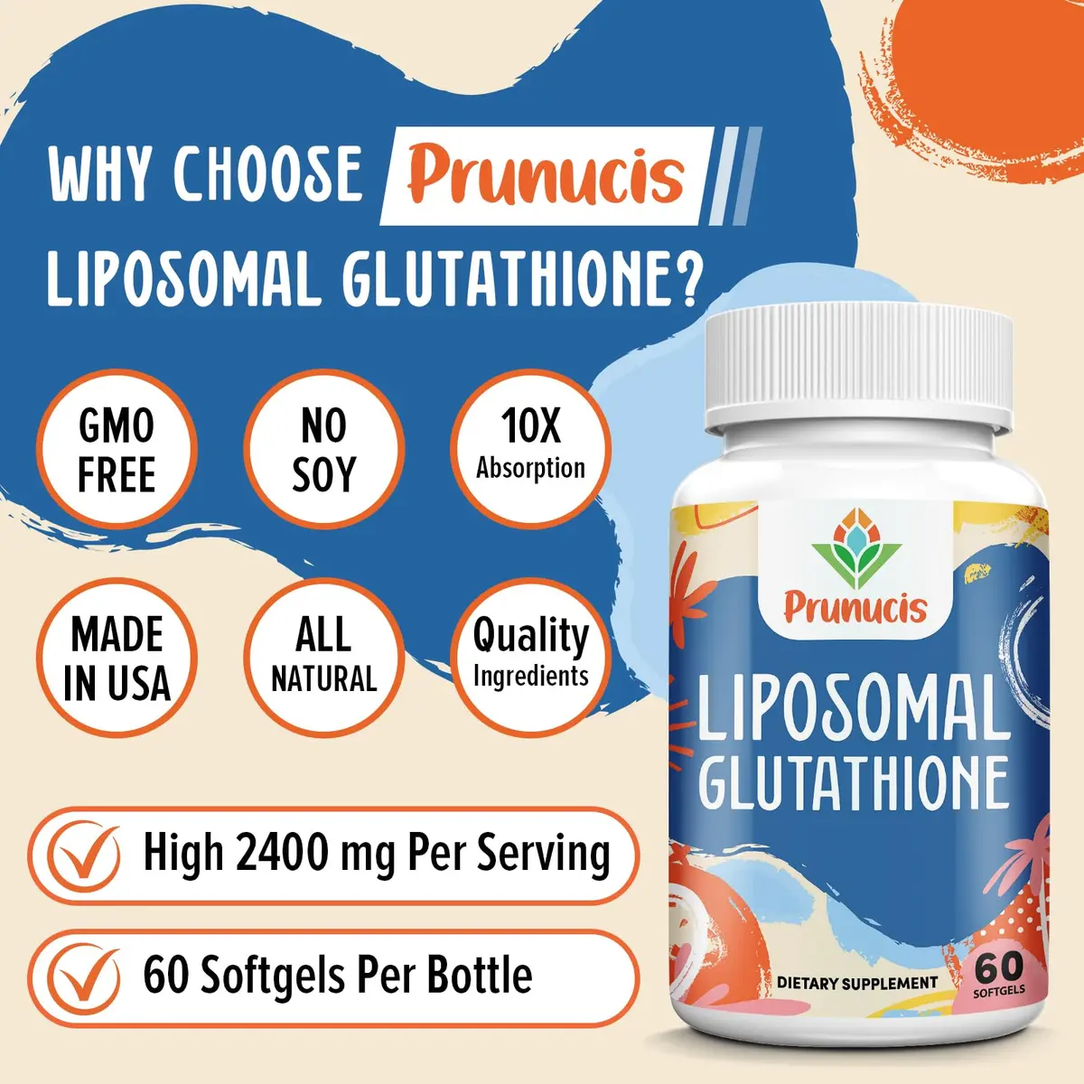 Prunucis Liposomal Glutathione 180 Softgels | High Absorption & Antioxidant Support - view 3