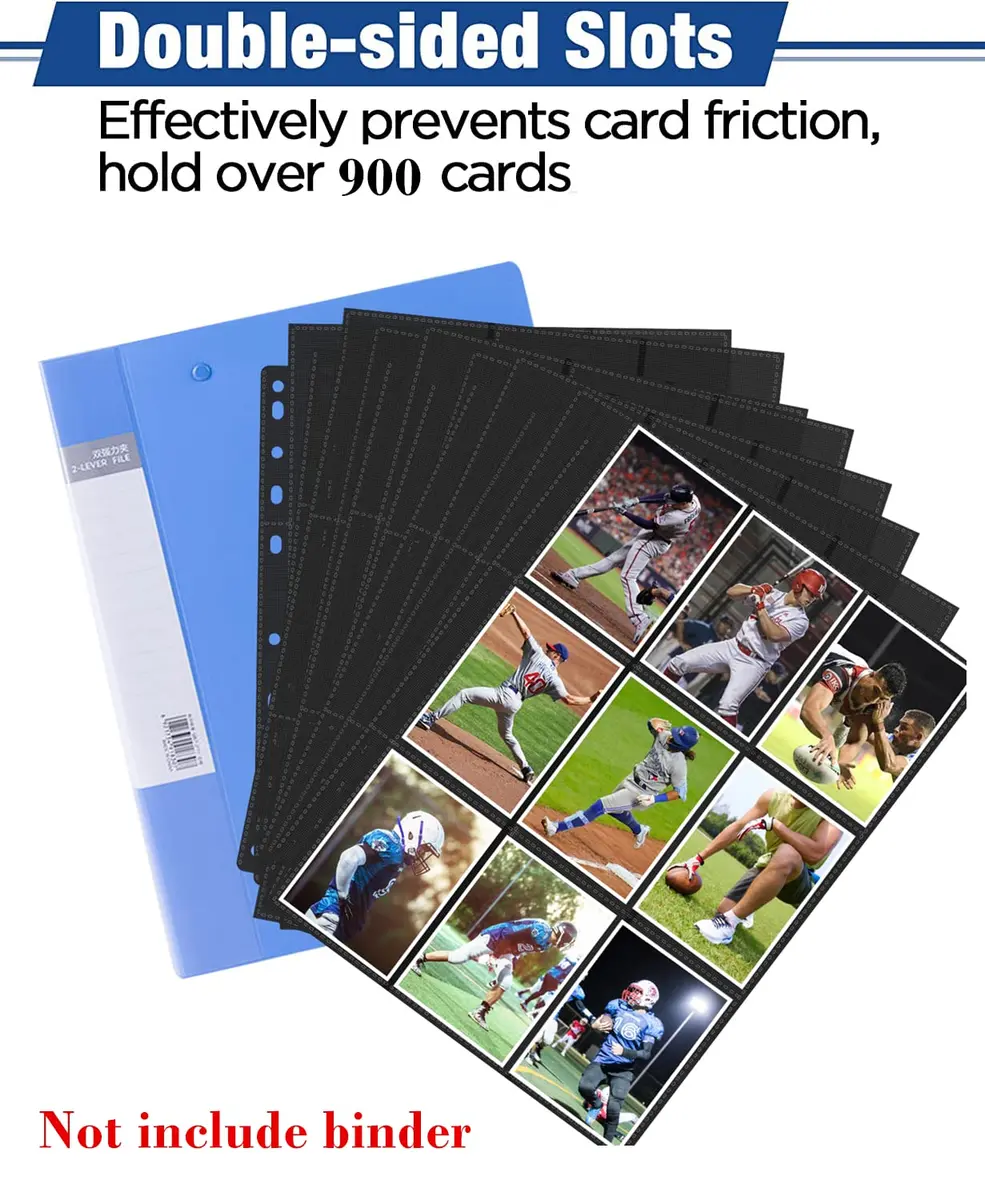 superaimi 900 Pocket Trading Card Pages | Double-Sided Binder Sheets for Standard Size Cards, Waterproof & Dustproof (50 pages) - view 4