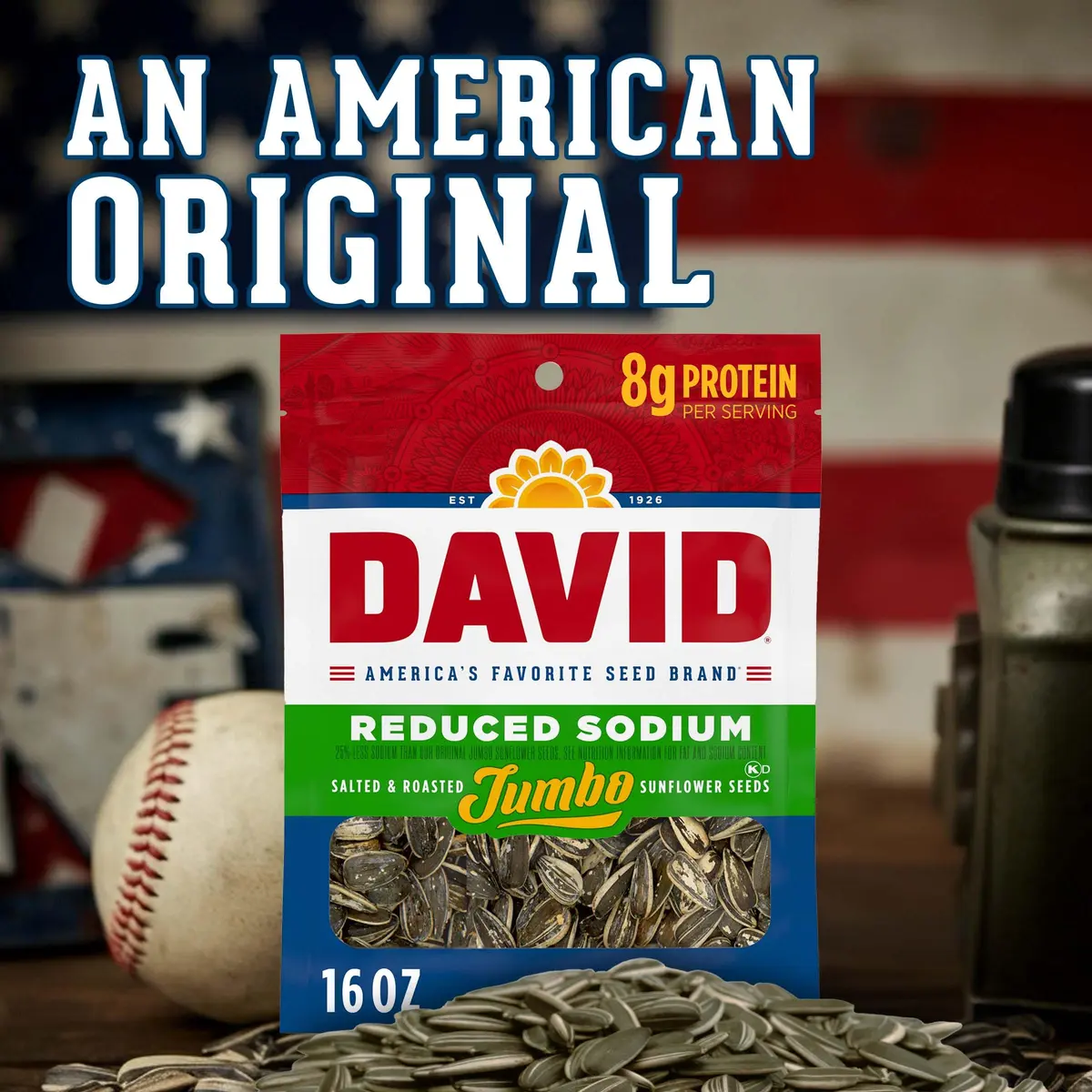 David Reduced Sodium Sunflower Seeds, 16 oz. | Classic flavor with 25% less sodium, gluten-free, travel snack - view 5
