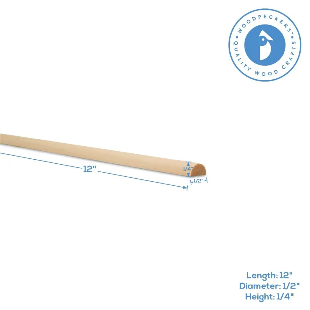 Woodpeckers Split Wood Dowel Rods 12 Inch 1/2 Inch | Pre-Split Hardwood for DIY & Feature Walls - view 2
