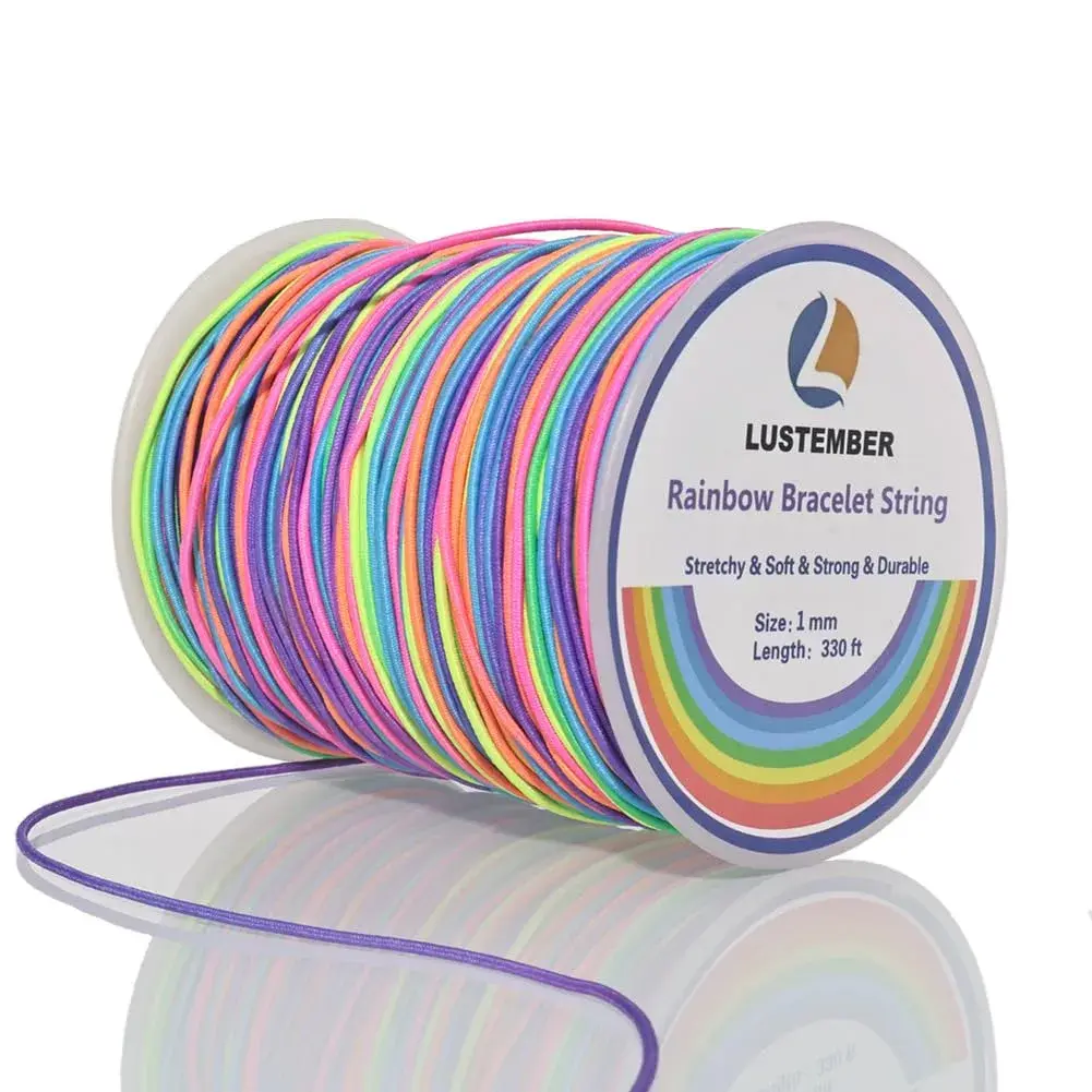 LUSTEMBER Rainbow Elastic Beading Cord 1mm, 330 Feet (100m) | Sturdy & Flexible for Jewelry Making - main product image