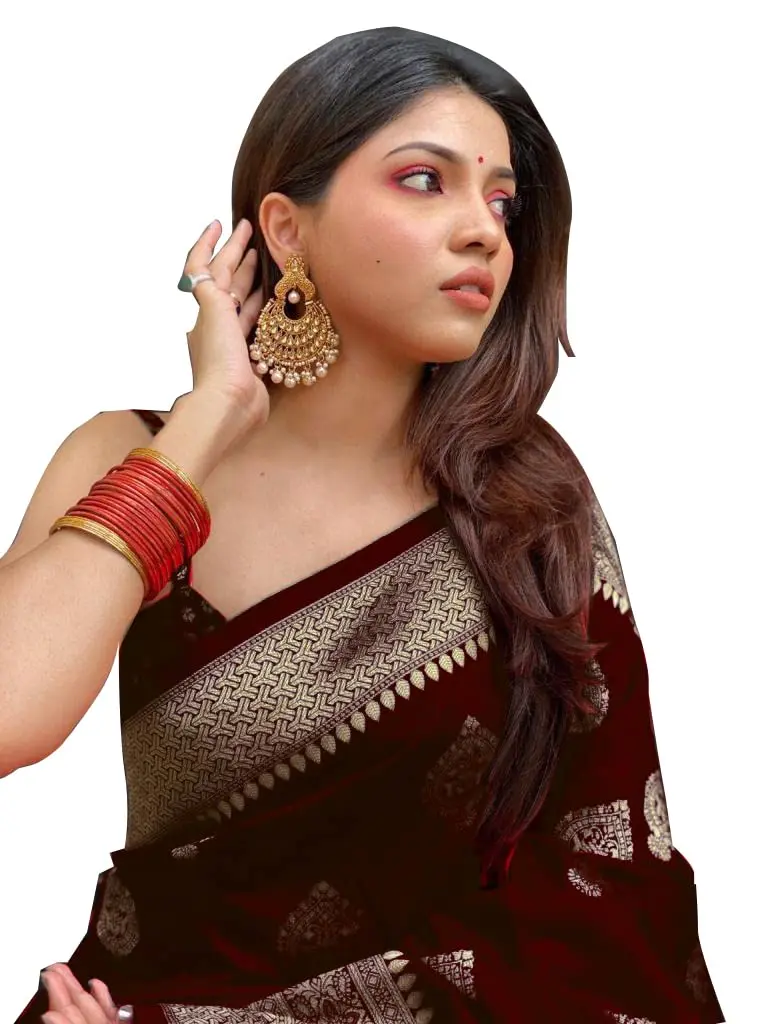 Avantika Fashion Kanjivaram Soft Pure Silk Banarasi Saree with Blouse Piece, Maroon, 610 cm (20 ft) - main product image