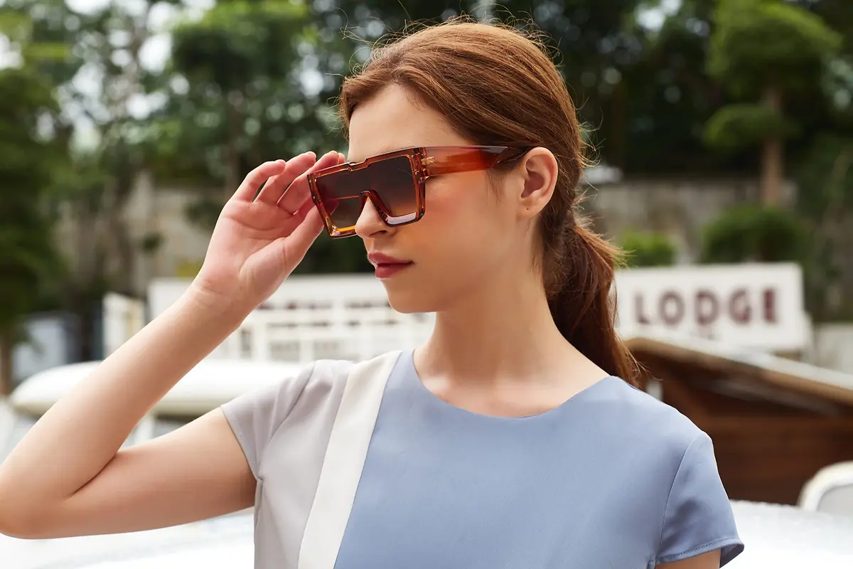 KENBO Oversized Square Sunglasses for Women Men One Piece Lens | UV400 Polarized Fashion - view 3