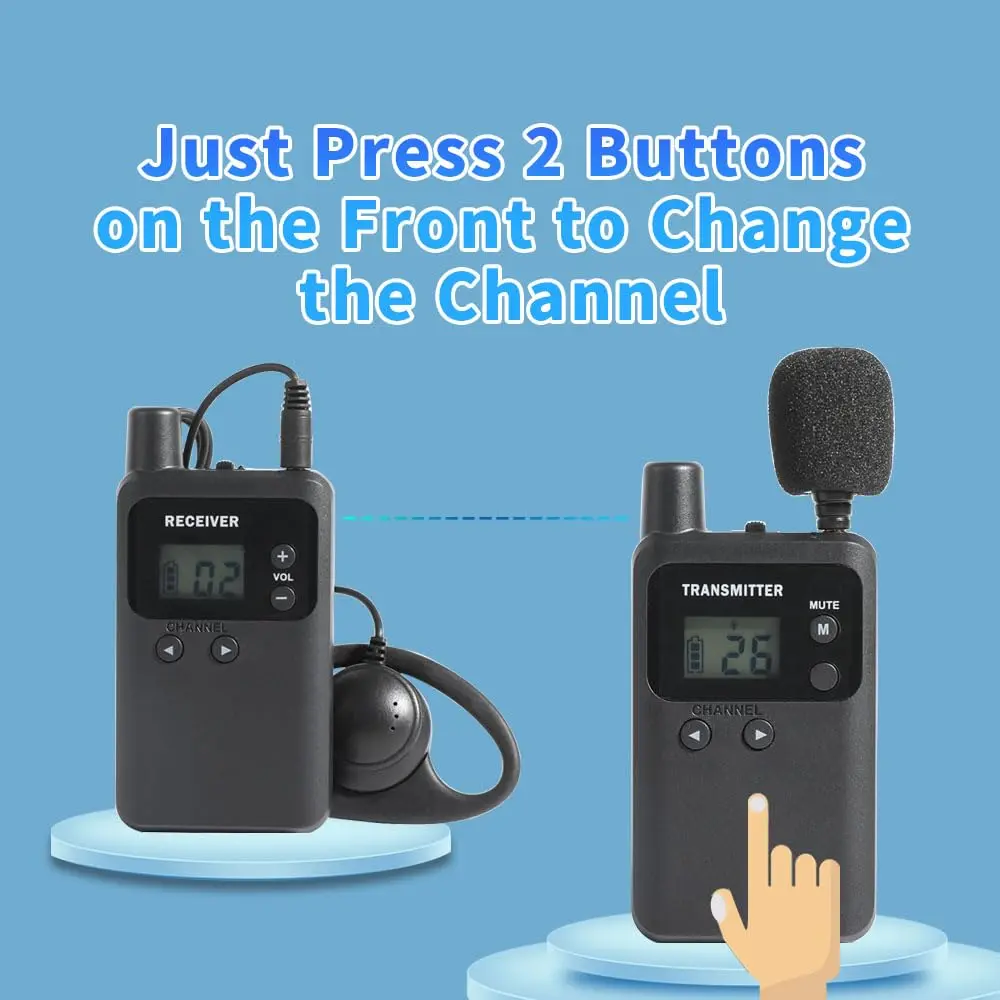 AGJ Wireless Tour Guide System, 1 Transmitter 15 Receivers, UHF 902-928 MHz | Long Range, Rechargeable, Easy Operation - view 6
