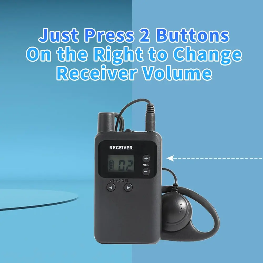 AGJ Wireless Tour Guide System, 1 Transmitter 15 Receivers, UHF 902-928 MHz | Long Range, Rechargeable, Easy Operation - view 7