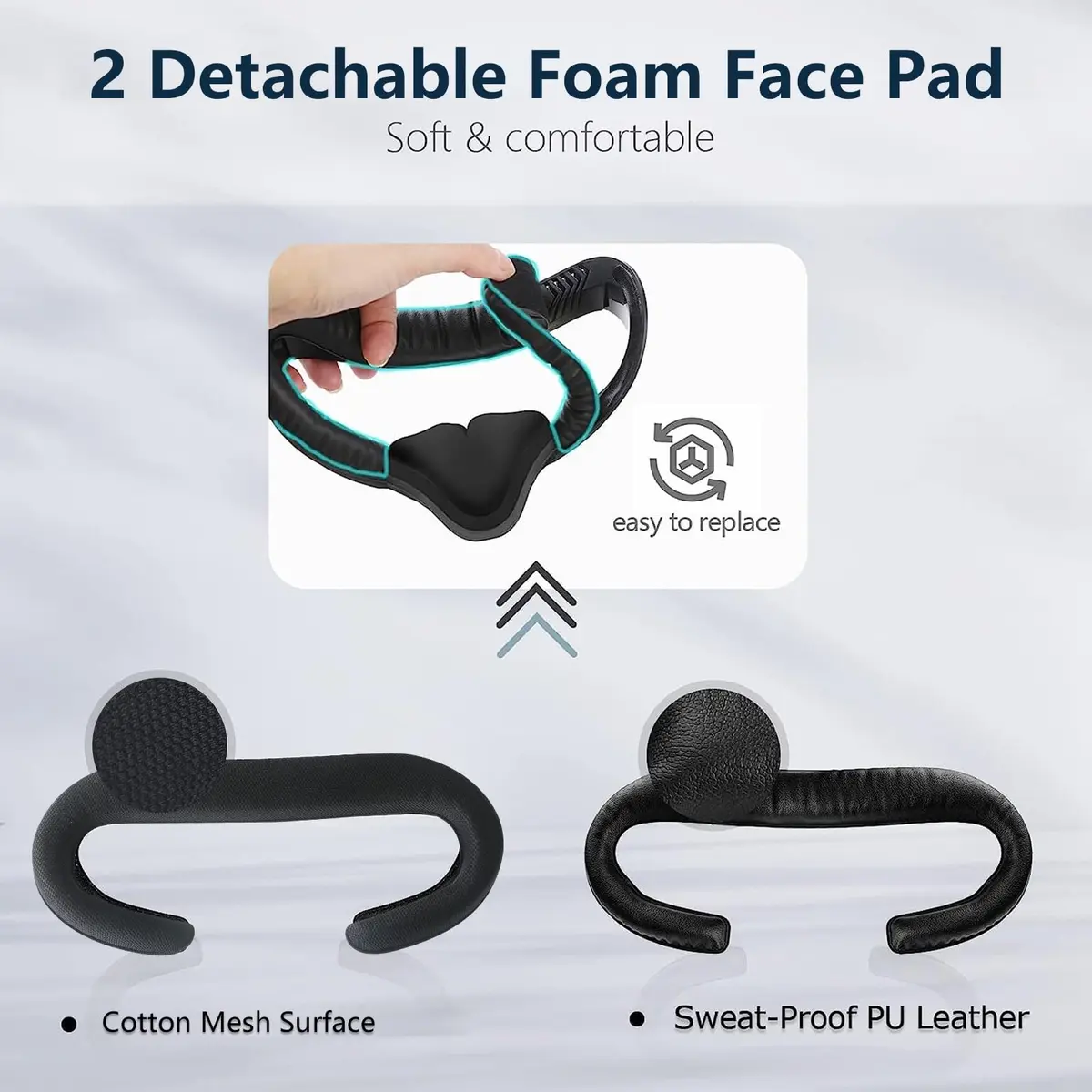 Hanpusen 6-in-1 VR Face Pad Set for Oculus Quest 2 | 1832 x 1920 Resolution, 90Hz Refresh Rate - view 6