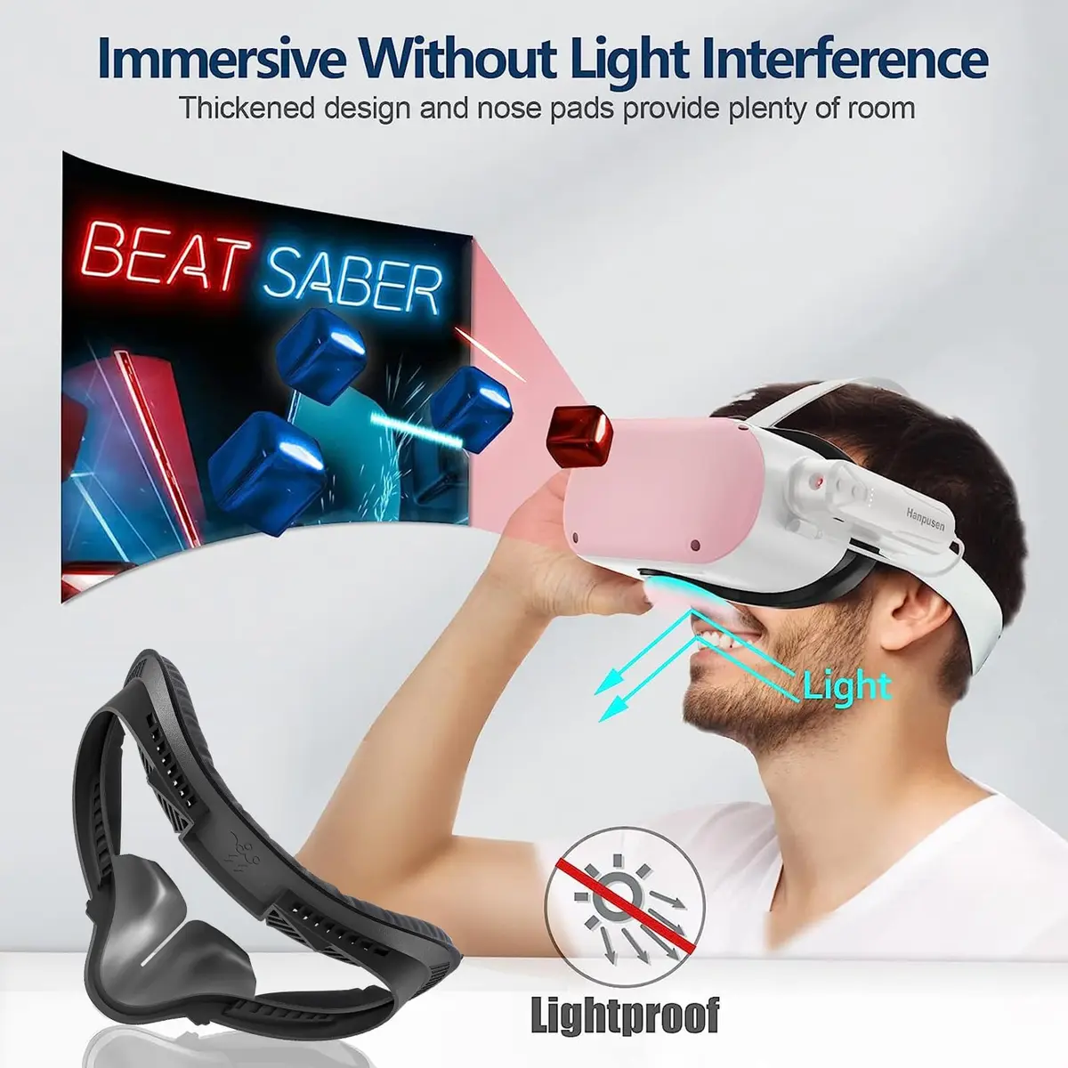 Hanpusen 6-in-1 VR Face Pad Set for Oculus Quest 2 | 1832 x 1920 Resolution, 90Hz Refresh Rate - view 4