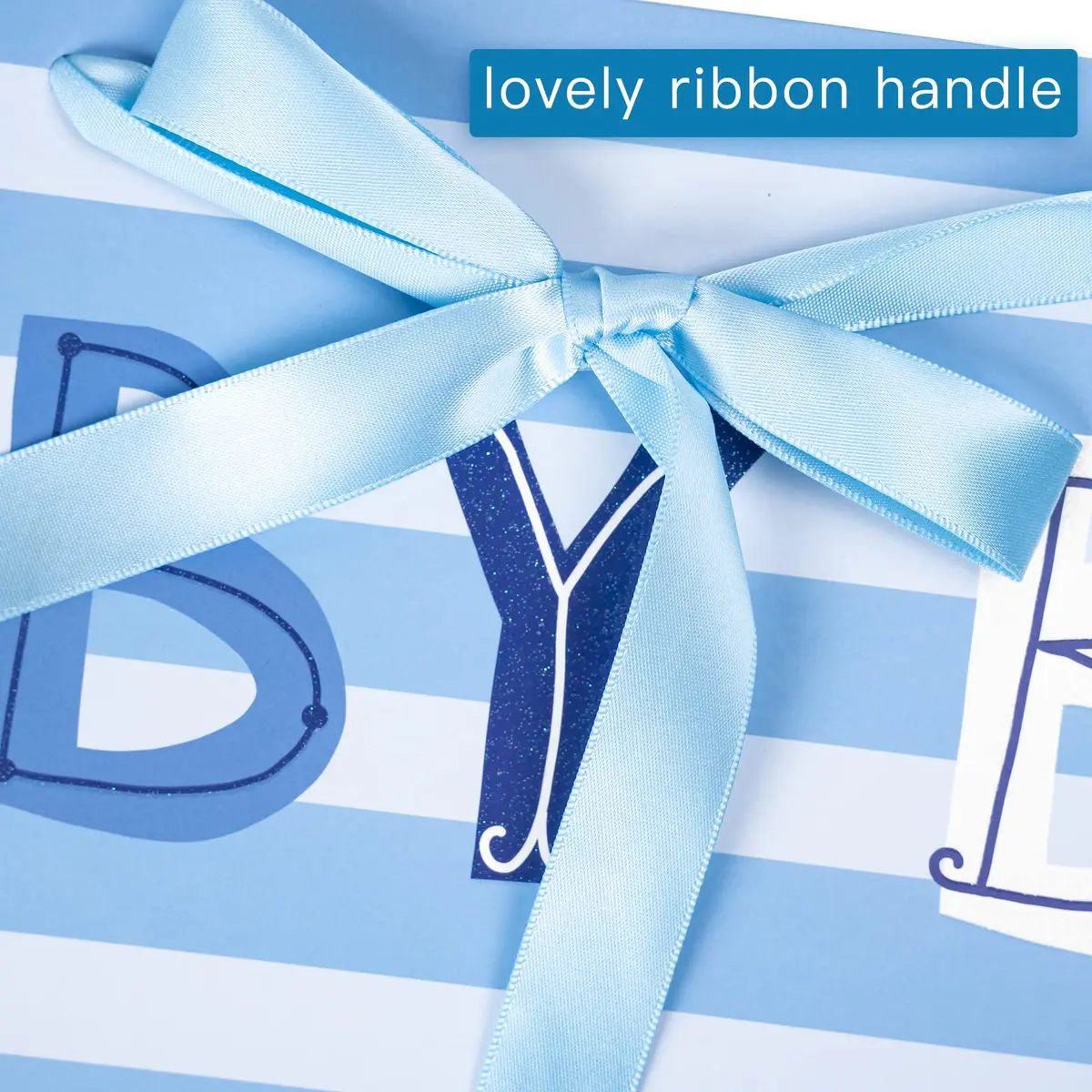 Loveinside Baby Boy Gift Bag with Tissue Paper and Greeting Card | Blue Animal Design, 16" x 6" x 12" - view 4