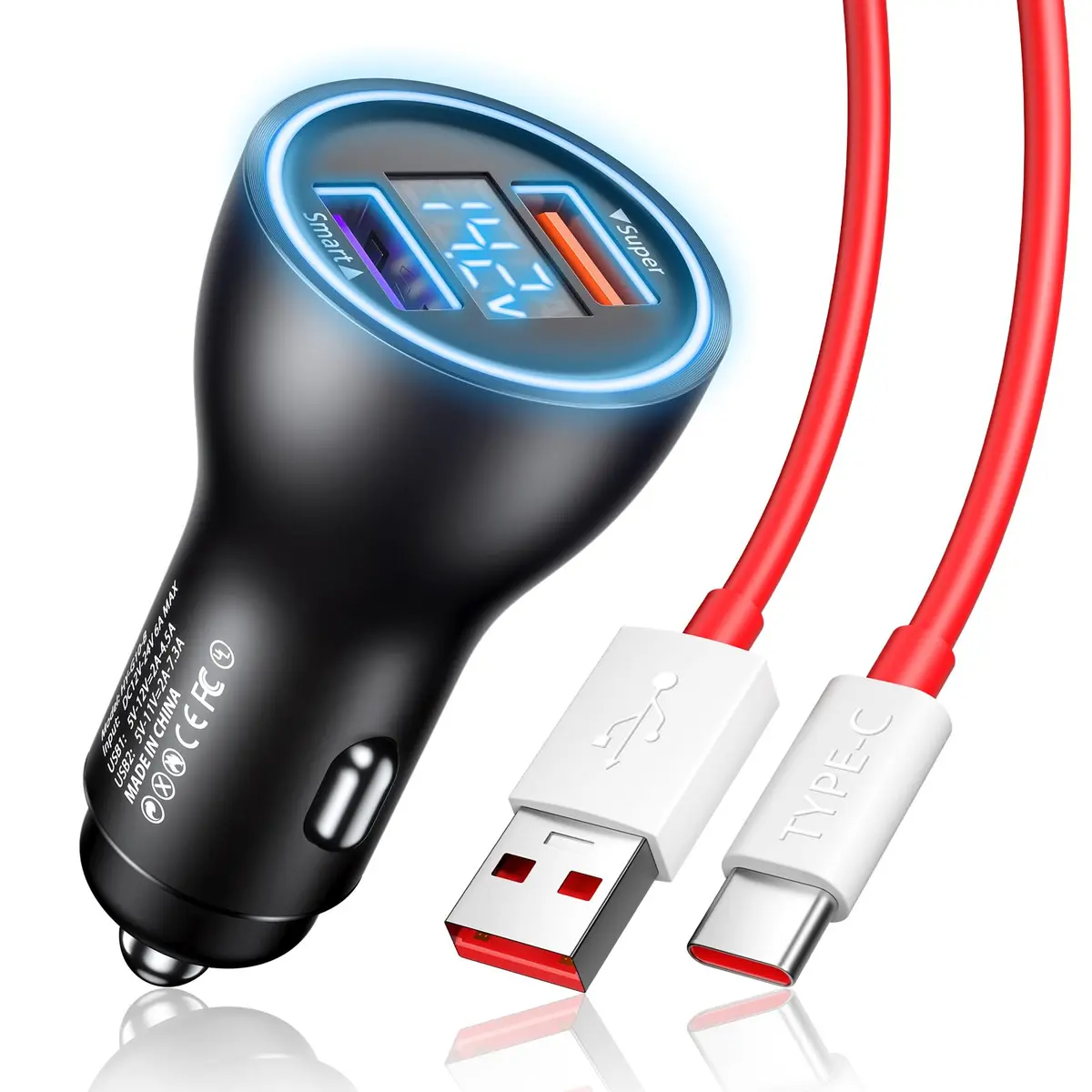 ASKUBSKU Car Charger for SuperVooc 100W 80W | Fast Charging for OnePlus 13 15 13R 12R 12 11 - main product image