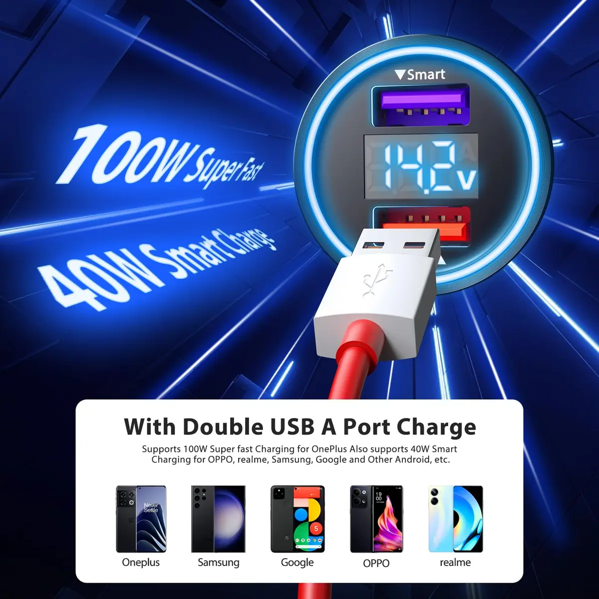 ASKUBSKU Car Charger for SuperVooc 100W 80W | Fast Charging for OnePlus 13 15 13R 12R 12 11 - view 2