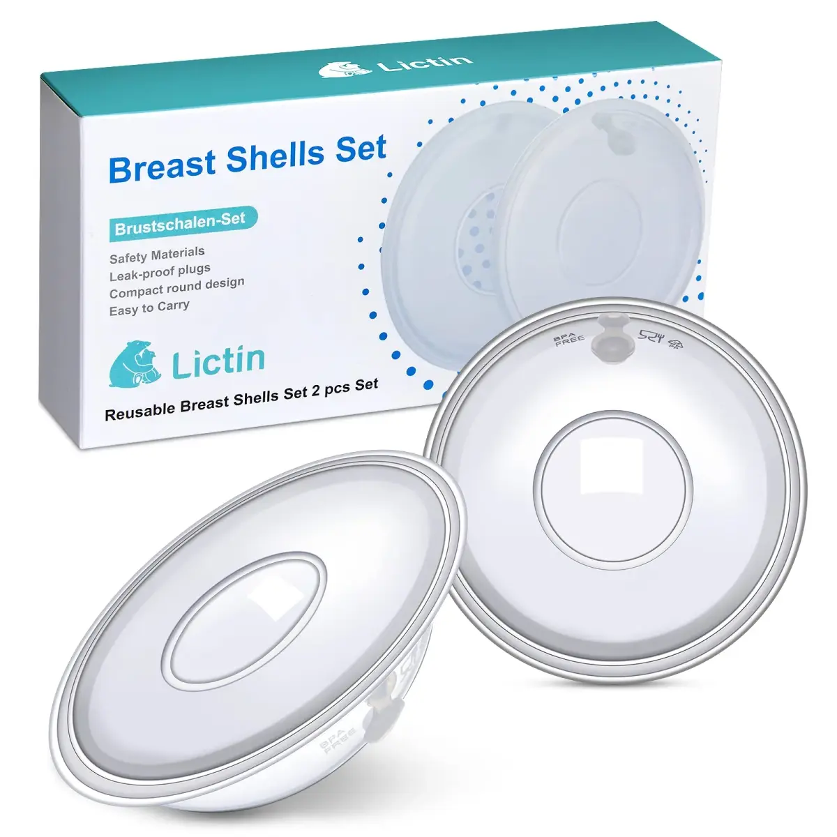 Lictin Milk Collector Catcher for Breastmilk - Breast Shells Milk Catcher (60ml / 2 Count) - main product image