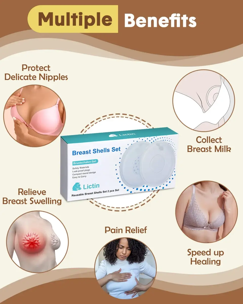 Lictin Milk Collector Catcher for Breastmilk - Breast Shells Milk Catcher (60ml / 2 Count) - view 2