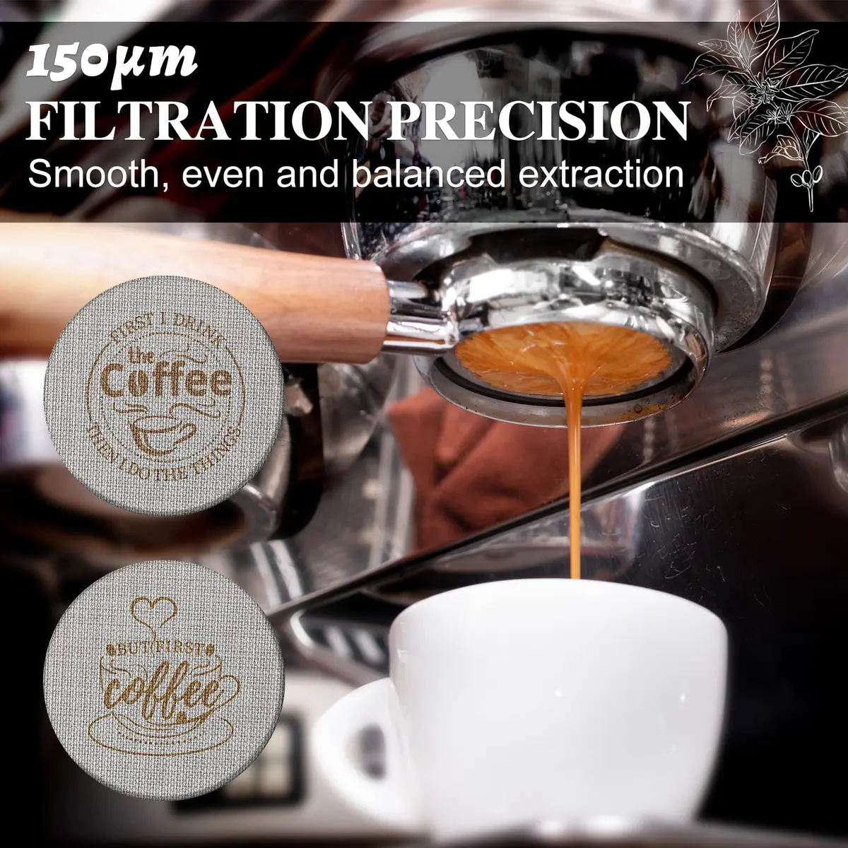 Yaomiao 53.3mm Espresso Puck Screen 1.7mm Thickness, 2-Pack | Stainless Steel Mesh Filter for Portafilter - view 5