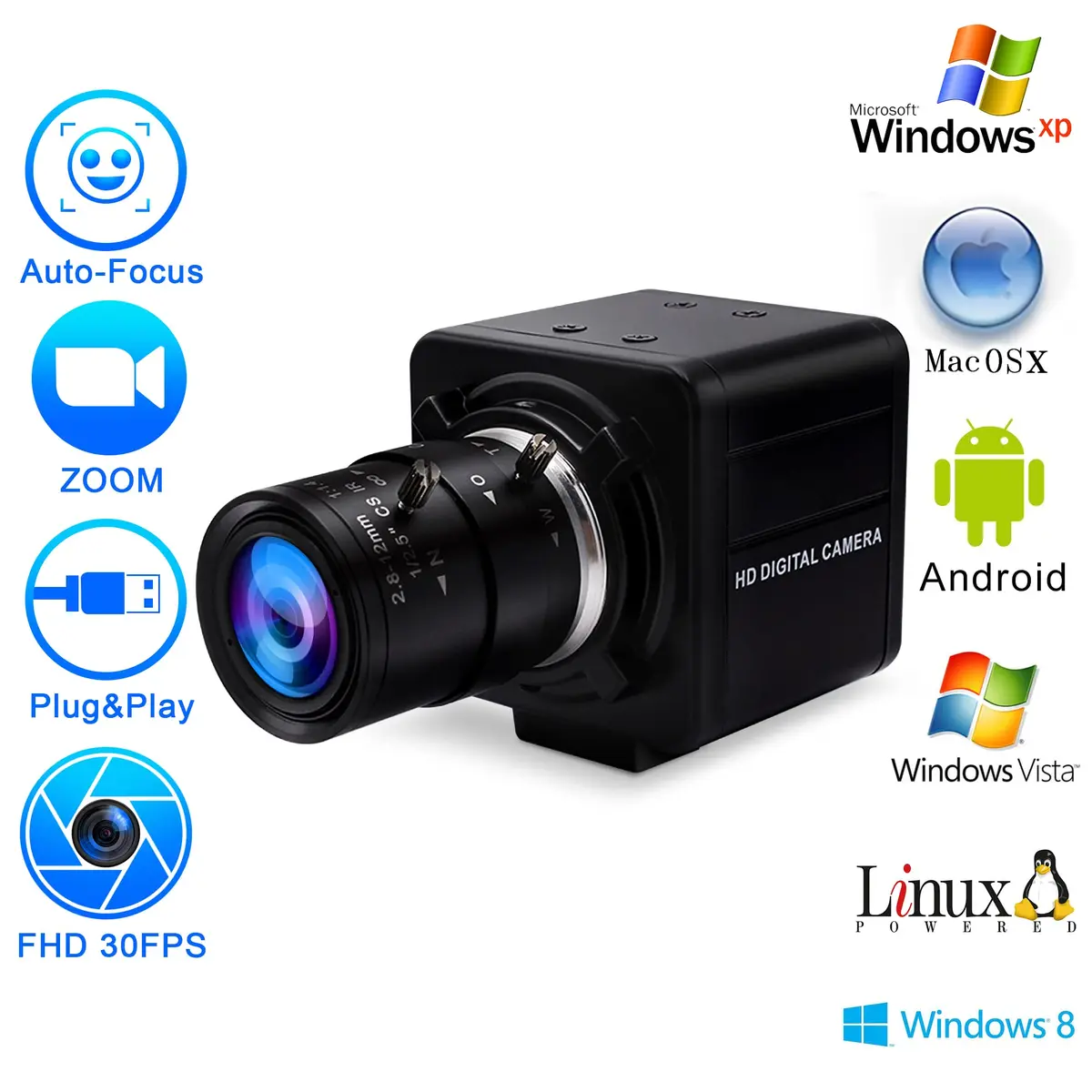 MMlove 8MP USB Camera 2.8-12mm Manual Focus 4X Optical Zoom | 8MP UltraHD Support for PC Raspberry Pi - view 9