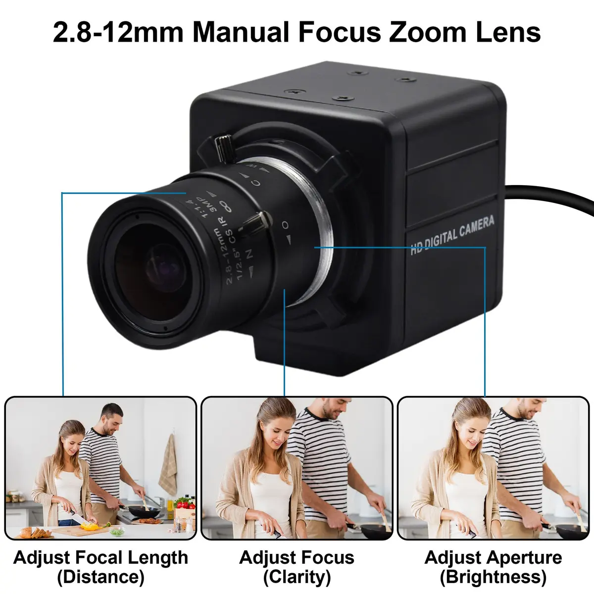 MMlove 8MP USB Camera 2.8-12mm Manual Focus 4X Optical Zoom | 8MP UltraHD Support for PC Raspberry Pi - view 4