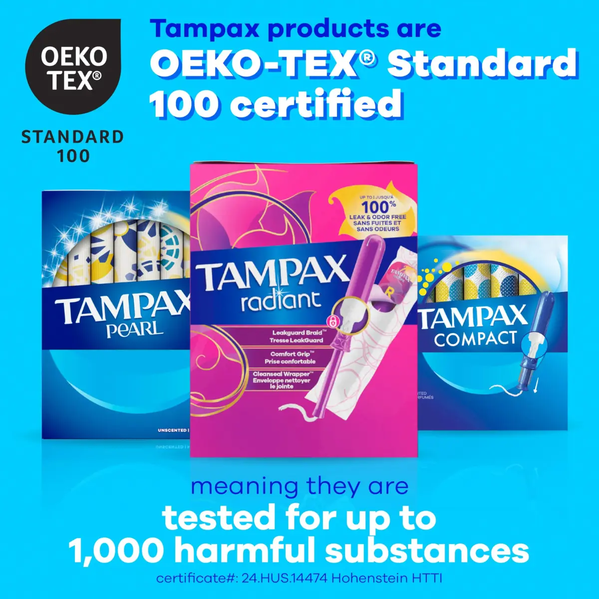 Tampax Pearl Tampons with Leak-Proof Braid, Lightweight/Regular/Super Absorbent, Unscented (Pack of 64) - view 8