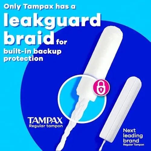 Tampax Pearl Tampons with Leak-Proof Braid, Lightweight/Regular/Super Absorbent, Unscented (Pack of 64) - view 3