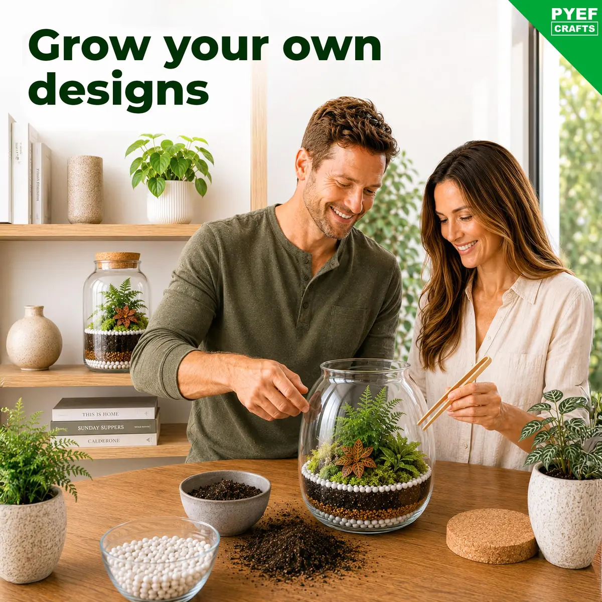 PYEF CRAFTS DIY Terrarium Kit with Succulents & Indoor Plants Supplies | 1.9L (64 fl oz) - view 5