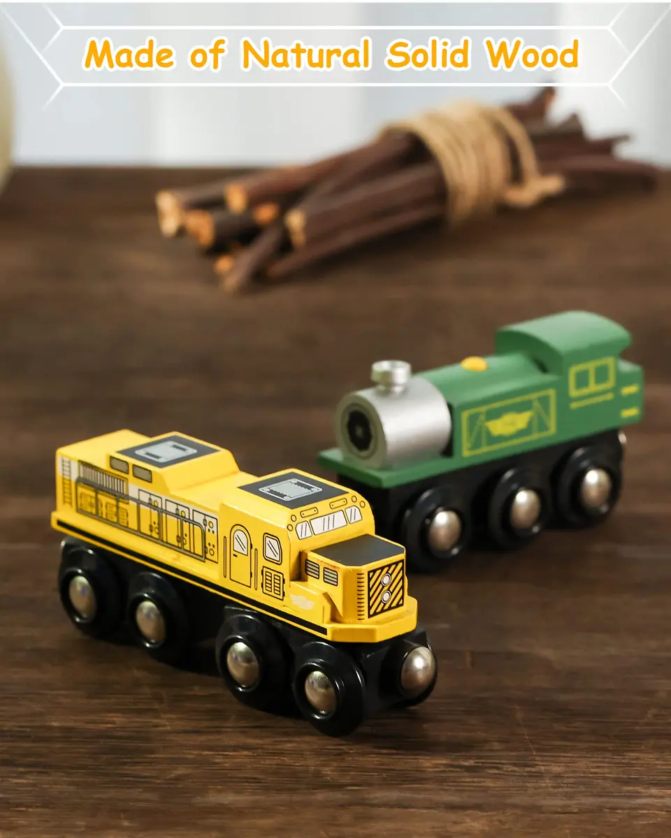 SainSmart Jr. Wooden Train Set Accessories Magnetic Toy Cars 10 PCS | Compatible with Major Brands - view 2