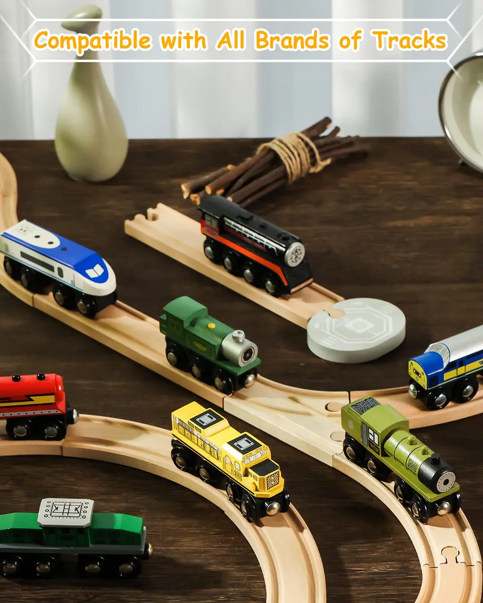 SainSmart Jr. Wooden Train Set Accessories Magnetic Toy Cars 10 PCS | Compatible with Major Brands - view 3