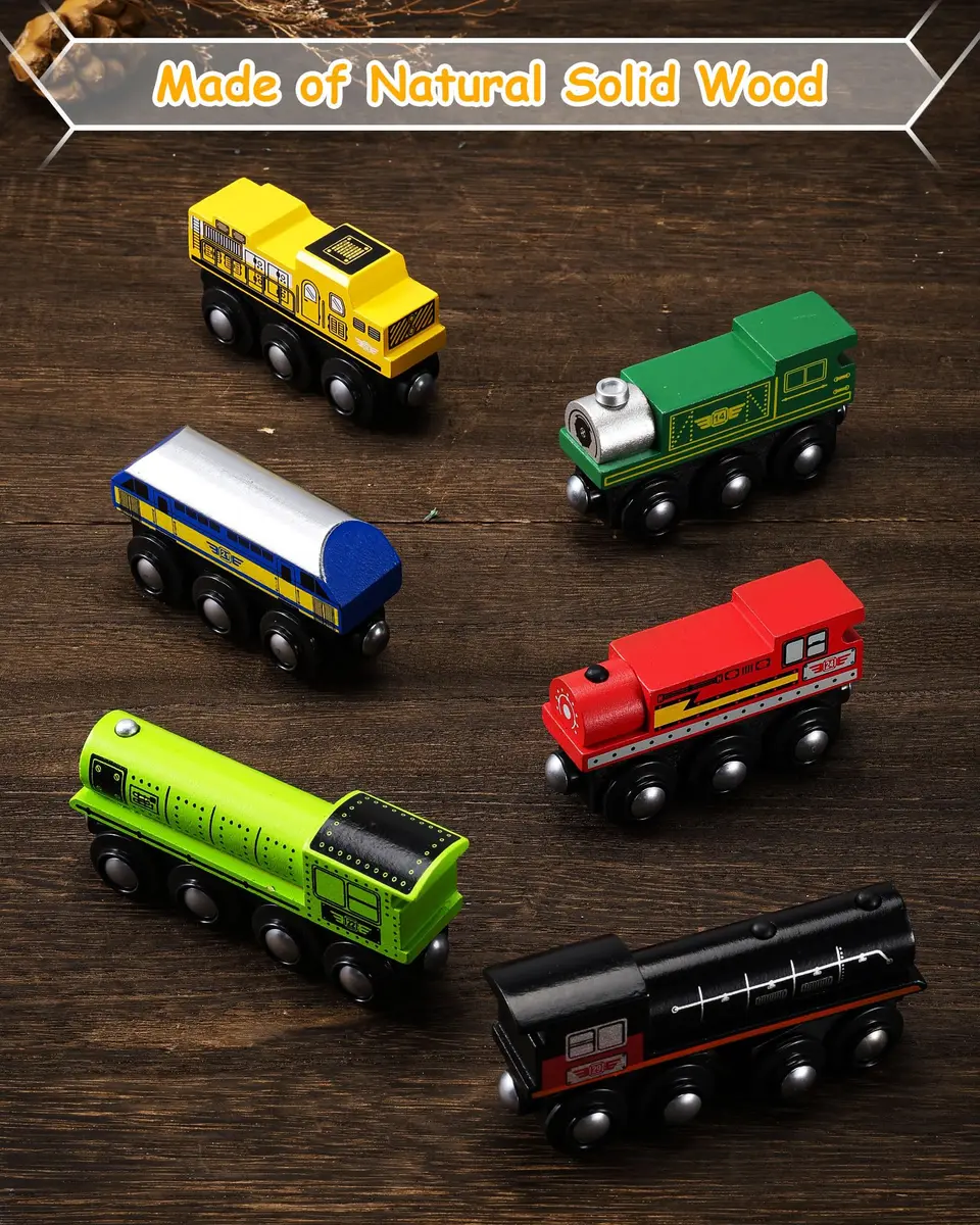 SainSmart Jr. Wooden Train Set Accessories Magnetic Toy Cars 10 PCS | Compatible with Major Brands - view 4